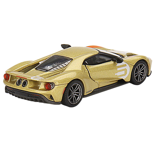 Ford GT #5 "Holman Moody Heritage Edition" Gold Metallic with Red Accents Limited Edition to 1800 pieces Worldwide 1/64 Diecast Model Car by True Scale Miniatures