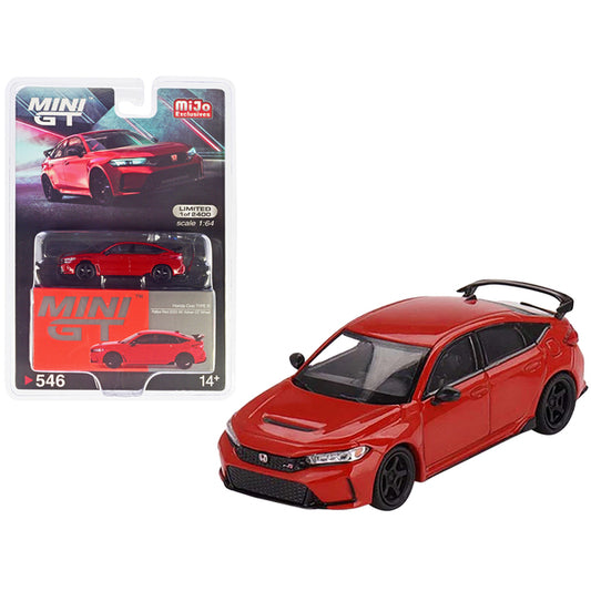 2023 Honda Civic Type R Rallye Red with ADVAN GT Wheel Limited Edition to 2400 pieces Worldwide 1/64 Diecast Model Car by True Scale Miniatures