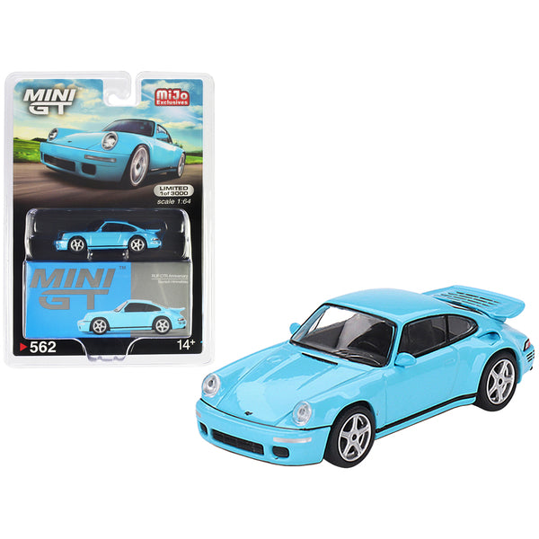 RUF CTR Anniversary Bayrisch Himmelblau Light Blue Limited Edition to 3000 pieces Worldwide 1/64 Diecast Model Car by True Scale Miniatures