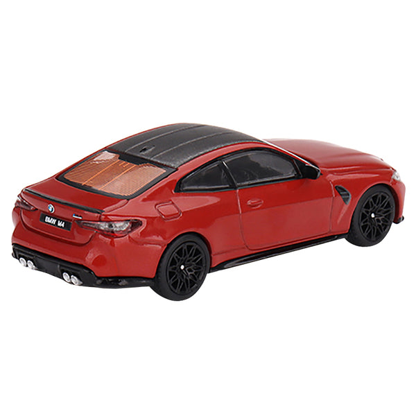 BMW M4 Competition (G82) Toronto Red Metallic with Carbon Top Limited Edition to 1800 pieces Worldwide 1/64 Diecast Model Car by True Scale Miniatures