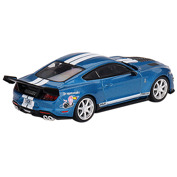 Shelby GT500 Dragon Snake Concept Ford Performance Blue Metallic with White Stripes Limited Edition to 4200 pieces Worldwide 1/64 Diecast Model Car by True Scale Miniatures