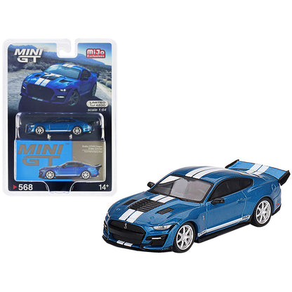 Shelby GT500 Dragon Snake Concept Ford Performance Blue Metallic with White Stripes Limited Edition to 4200 pieces Worldwide 1/64 Diecast Model Car by True Scale Miniatures