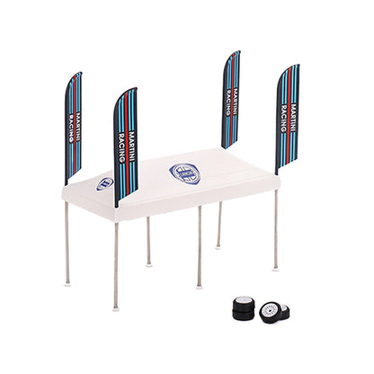 Paddock Service Tent Set with Extra Wheels "Martini Racing" for 1/64 scale models by True Scale Miniatures