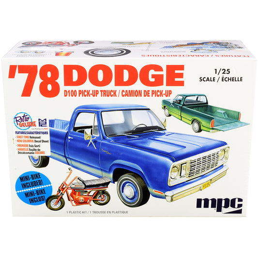 Skill 2 Model Kit 35.15Dodge D100 Pickup Truck with Mini Bike 1/25 Scale Model by MPC