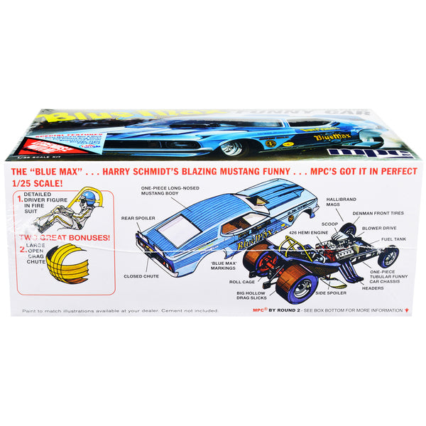 Skill 2 Model Kit "Blue Max" Long Nose Mustang Funny Car 1/25 Scale Model Car by MPC