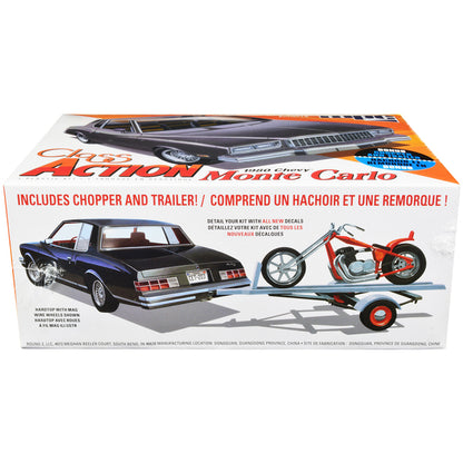 Skill 2 Model Kit 1980 Chevrolet Monte Carlo "Class Action" with Motorcycle and Trailer (Skill 2) 1/25 Scale Model Car by MPC