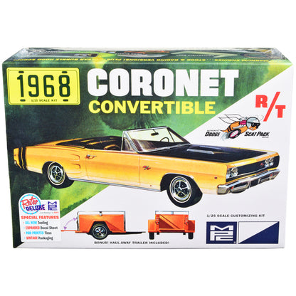 Skill 2 Model Kit 1968 Dodge Coronet R/T Convertible with Haul-Away Trailer 1/25 Scale Model by MPC