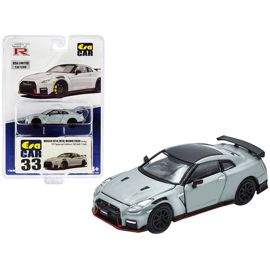 2020 Nissan GT-R (R35) RHD (Right Hand Drive) Nismo Gray with Carbon Top Limited Edition to 1200 pieces "Special Edition" 1/64 Diecast Model Car by Era Car