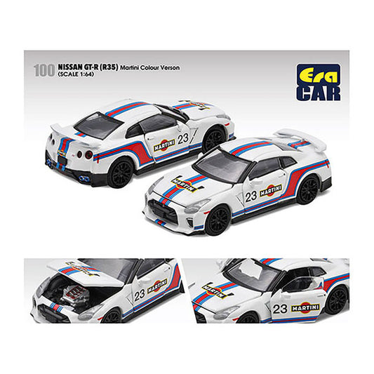 Nissan GT-R (R35) #23 White with Blue and Red Stripes "Martini Racing" Limited Edition to 960 pieces Worldwide 1/64 Diecast Model Car by Era Car