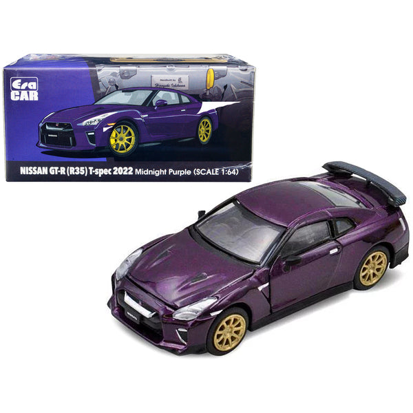 2022 Nissan GT-R (R35) T-Spec RHD (Right Hand Drive) Midnight Purple Metallic 1/64 Diecast Model Car by Era Car