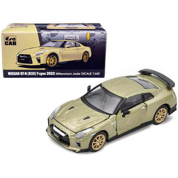 2022 Nissan GT-R (R35) T-Spec RHD (Right Hand Drive) Millenium Jade Metallic 1/64 Diecast Model Car by Era Car