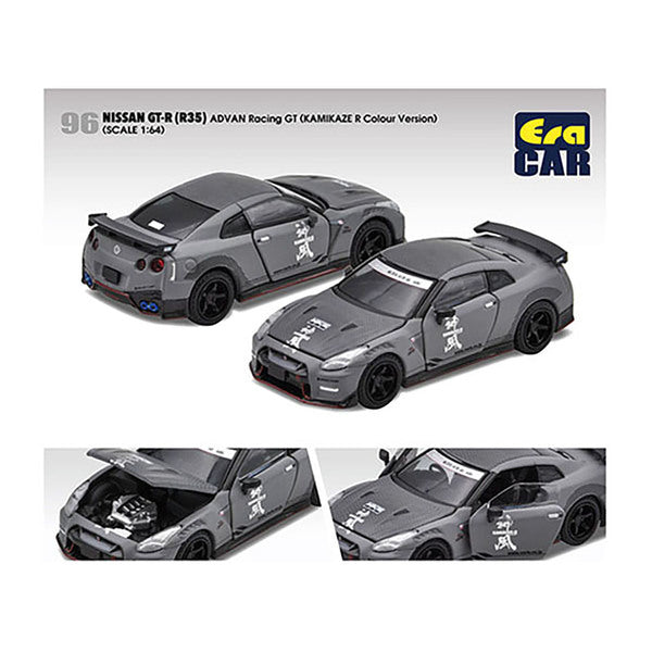 Nissan GT-R (R35) RHD (Right Hand Drive) Kamikaze R Gray "Advan Racing GT" Limited Edition to 1200 pieces Worldwide 1/64 Diecast Model Car by Era Car