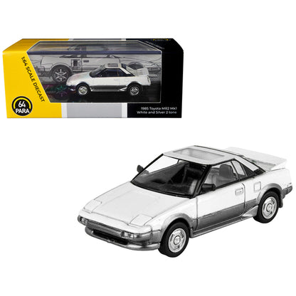 1985 Toyota MR2 MK1 White and Silver Metallic with Sun Roof 1/64 Diecast Model Car by Paragon Models