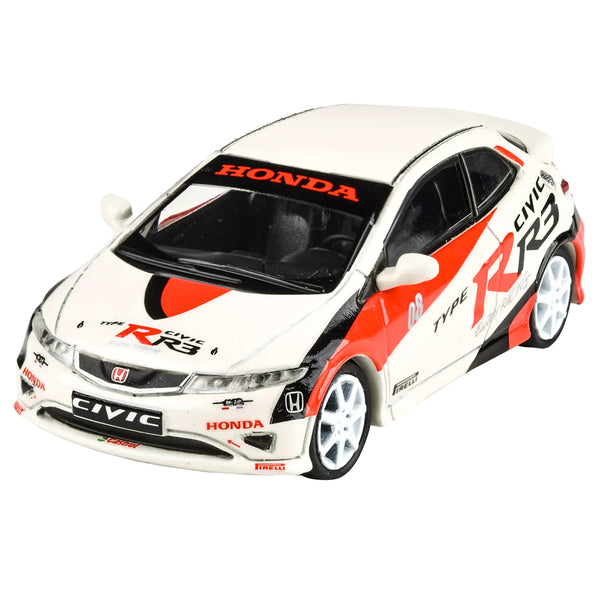 2007 Honda Civic Type R FN2 White "Race Livery" 1/64 Diecast Model Car by Paragon Models