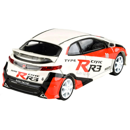 2007 Honda Civic Type R FN2 White "Race Livery" 1/64 Diecast Model Car by Paragon Models