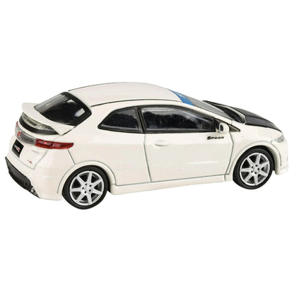 2007 Honda Civic Type R FN2 Championship White with Carbon Hood 1/64 Diecast Model Car by Paragon Models