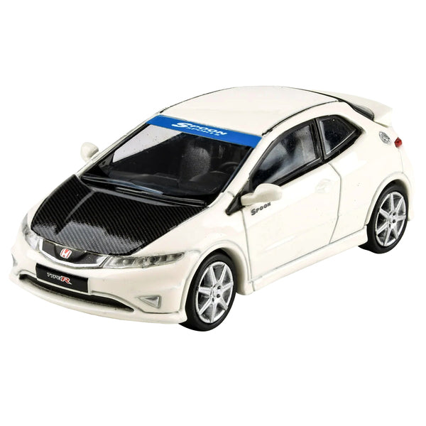 2007 Honda Civic Type R FN2 Championship White with Carbon Hood 1/64 Diecast Model Car by Paragon Models