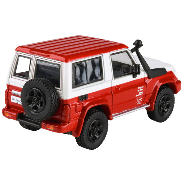 2014 Toyota Land Cruiser 71 SWB (Short Wheel Base) Red and White "2023 Auto Salon" 1/64 Diecast Model Car by Paragon Models