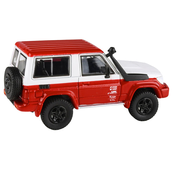 2014 Toyota Land Cruiser 71 SWB (Short Wheel Base) Red and White "2023 Auto Salon" 1/64 Diecast Model Car by Paragon Models