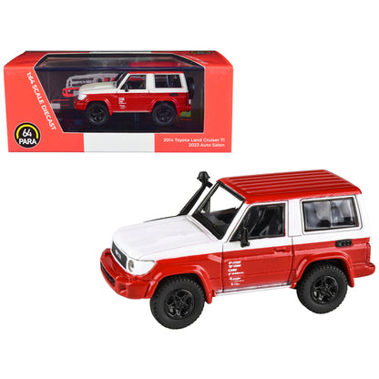 2014 Toyota Land Cruiser 71 SWB (Short Wheel Base) Red and White "2023 Auto Salon" 1/64 Diecast Model Car by Paragon Models