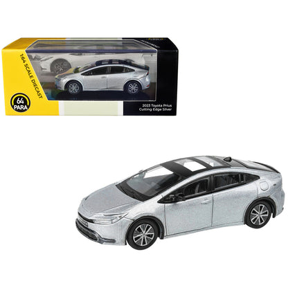 2023 Toyota Prius Cutting Edge Silver Metallic with Black Top and Sun Roof 1/64 Diecast Model Car by Paragon Models