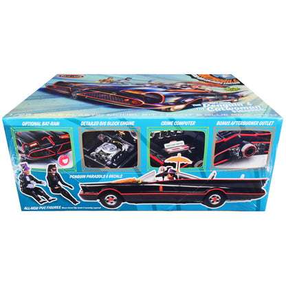 Skill 2 Model Kit 1966 Batmobile "Bad Guy Getaway Edition" with Penguin and Catwoman Figures "Batman" (1966-1968) TV Series 1/25 Scale Model by Polar Lights