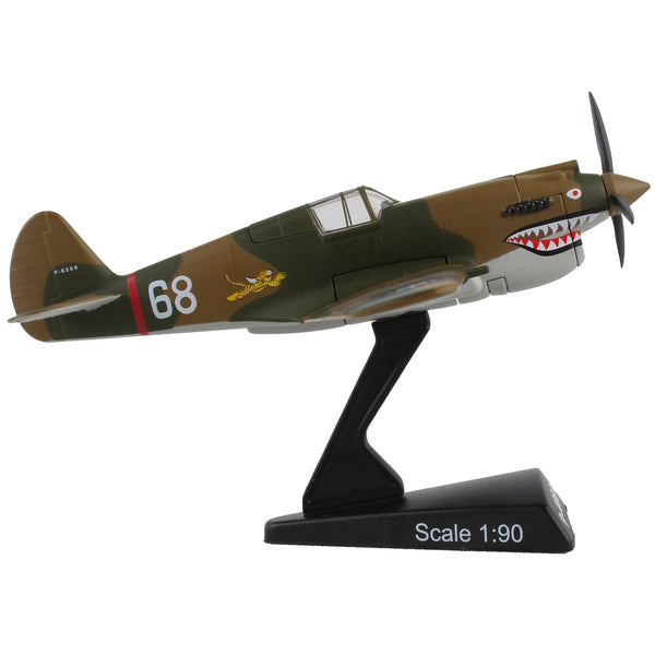 Curtiss P-40 Warhawk Fighter Aircraft "Hell's Angels - Flying Tigers" United States Army Air Corps 1/90 Diecast Model Airplane by Postage Stamp