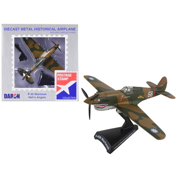 Curtiss P-40 Warhawk Fighter Aircraft "Hell's Angels - Flying Tigers" United States Army Air Corps 1/90 Diecast Model Airplane by Postage Stamp