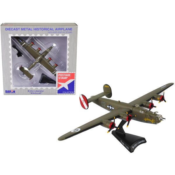 Consolidated B-24J Liberator Bomber Aircraft "Witchcraft 467th Bomb Group 790 Bomb Squadron" United States Army Air Forces 1/163 Diecast Model Airplane by Postage Stamp