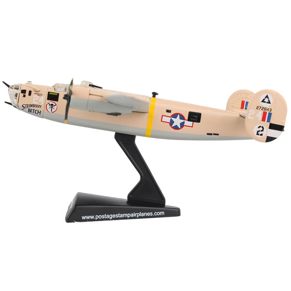 Consolidated B-24D Liberator Bomber Aircraft "Strawberry Bitch 376th Heavy Bombardment North Africa" United States Army Air Forces 1/163 Diecast Model Airplane by Postage Stamp