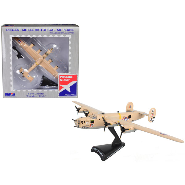 Consolidated B-24D Liberator Bomber Aircraft "Strawberry Bitch 376th Heavy Bombardment North Africa" United States Army Air Forces 1/163 Diecast Model Airplane by Postage Stamp