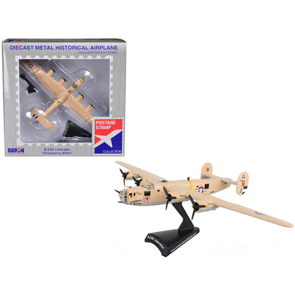 Consolidated B-24D Liberator Bomber Aircraft "Strawberry Bitch 376th Heavy Bombardment North Africa" United States Army Air Forces 1/163 Diecast Model Airplane by Postage Stamp