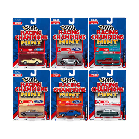 2019 Mint Release 1 "30th Anniversary" (1989-2019) Set B of 6 Cars Limited Edition to 2000 pieces Worldwide 1/64 Diecast Models by Racing Champions