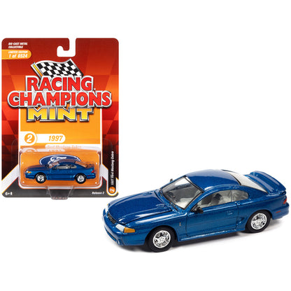 1997 Ford Mustang Cobra Blue Metallic "Racing Champions Mint 2022" Release 2 Limited Edition to 8524 pieces Worldwide 1/64 Diecast Model Car by Racing Champions