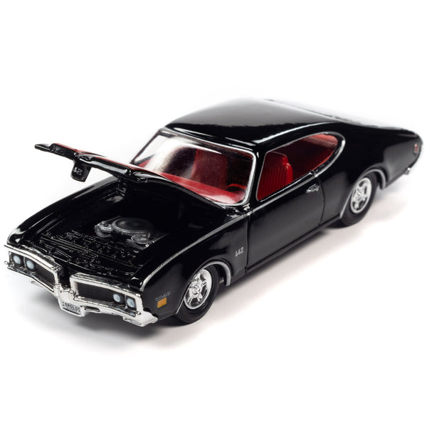 1969 Oldsmobile 442 Black with Red Stripes and Red Interior "Racing Champions Mint 2022" Release 2 Limited Edition to 8572 pieces Worldwide 1/64 Diecast Model Car by Racing Champions