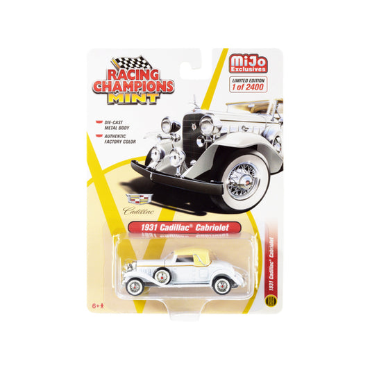 1931 Cadillac Cabriolet White with Cream Top Limited Edition to 2400 pieces Worldwide 1/64 Diecast Model Car by Racing Champions