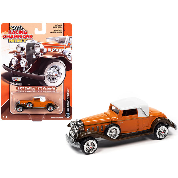 1931 Cadillac V16 Burnt Orange and Brown Metallic with White Top 1/64 Diecast Model Car by Racing Champions