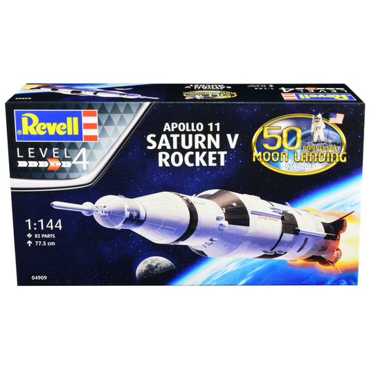 Level 4 Model Kit Apollo 11 Saturn V Rocket "50th Anniversary Moon Landing" 1/144 Scale Model by Revell