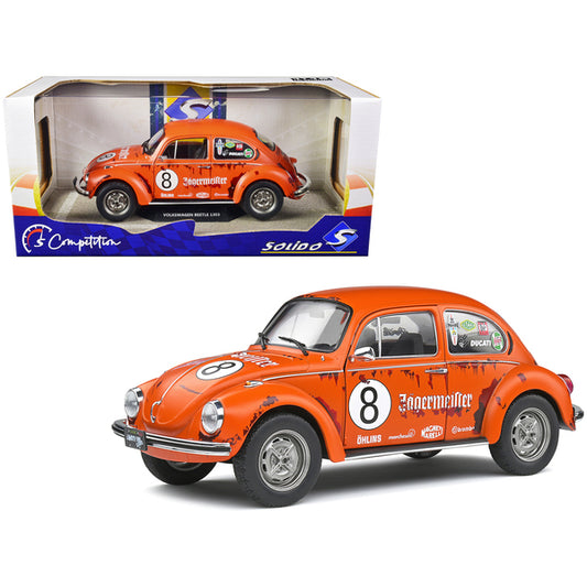 1974 Volkswagen Beetle 1303 #8 Matt Orange "Jagermeister" Tribute "Competition" Series 1/18 Diecast Model Car by Solido