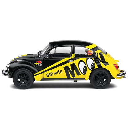 1974 Volkswagen Beetle 1303 Matt Black and Yellow "Go with Mooneyes" 1/18 Diecast Model Car by Solido