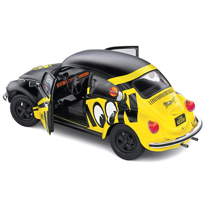 1974 Volkswagen Beetle 1303 Matt Black and Yellow "Go with Mooneyes" 1/18 Diecast Model Car by Solido