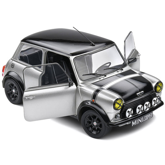 1998 Mini Cooper Sport Silver Metallic with Black Hood and Top 1/18 Diecast Model Car by Solido