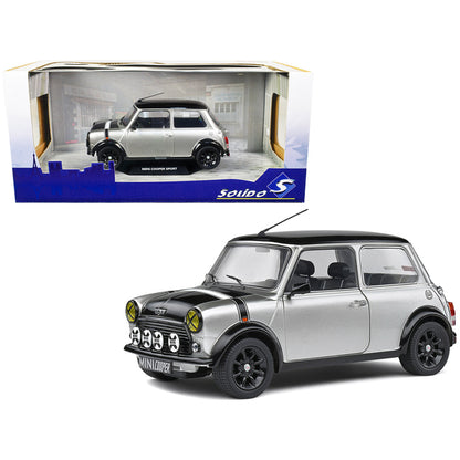 1998 Mini Cooper Sport Silver Metallic with Black Hood and Top 1/18 Diecast Model Car by Solido