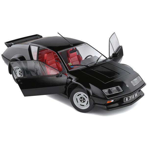 1983 Alpine A310 Pack GT Noir Irise Black with Red Interior 1/18 Diecast Model Car by Solido