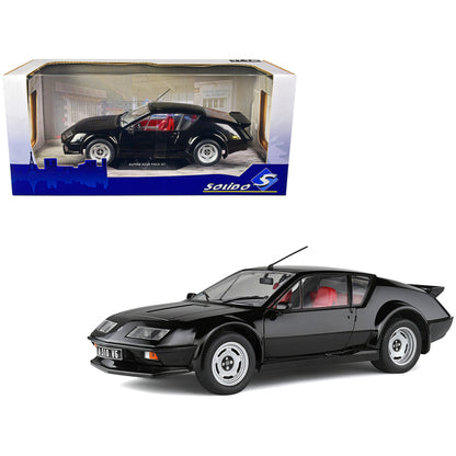 1983 Alpine A310 Pack GT Noir Irise Black with Red Interior 1/18 Diecast Model Car by Solido