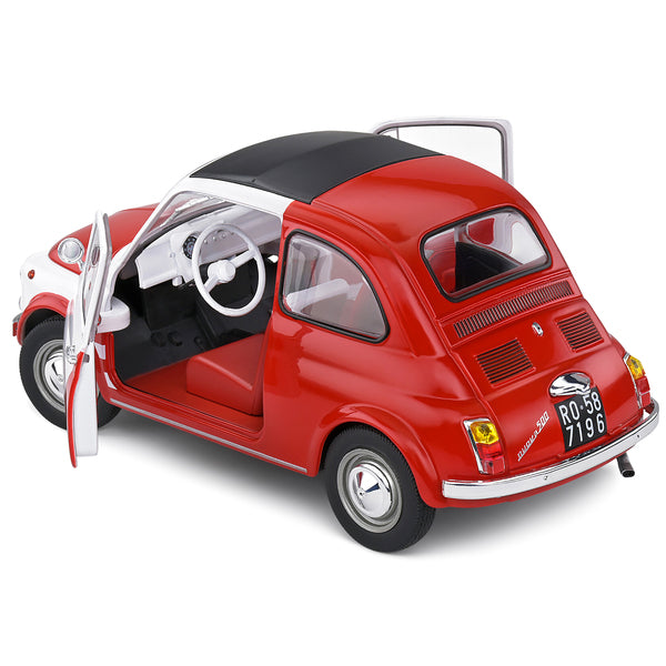 1965 Fiat 500 L Red and White with Red Interior "Robe Di Kappa" 1/18 Diecast Model Car by Solido