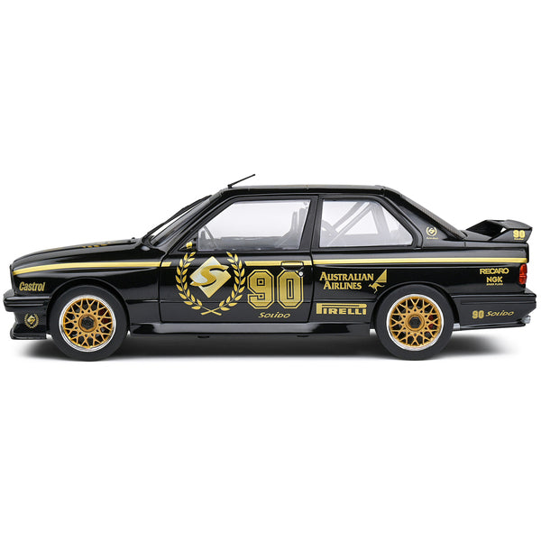 1990 BMW E30 M3 Black "Solido 90th Anniversary" Livery Limited Edition "Competition" Series 1/18 Diecast Model Car by Solido