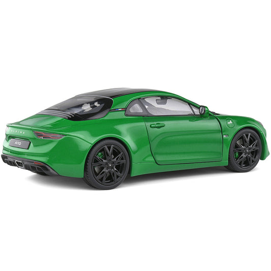 2021 Alpine A110 Pure Vert Jardin Green Metallic with Black Top 1/18 Diecast Model Car by Solido