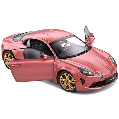 2021 Alpine A110 Rose Bruyere Pink Metallic with Gold Wheels 1/18 Diecast Model Car by Solido