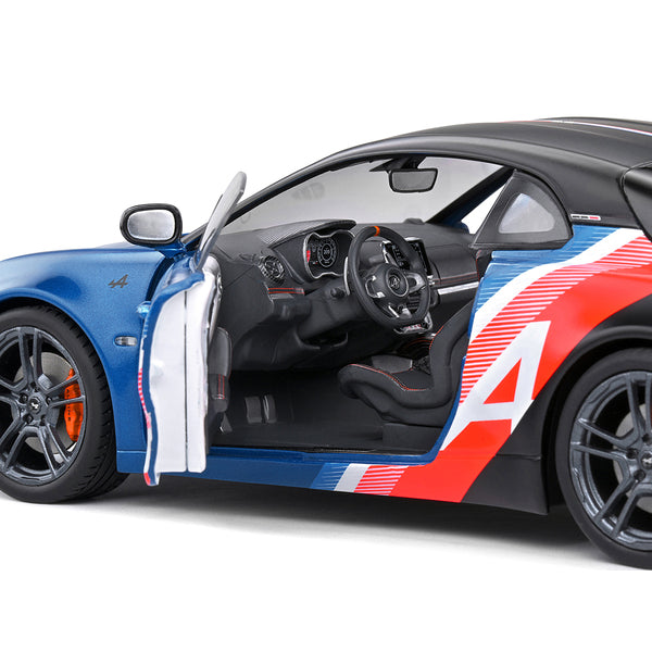 2021 Alpine A110S "F1 Team" Blue Metallic and Matt Black with Stripes and Graphics "Trackside Edition" "Competition" Series 1/18 Diecast Model Car by Solido